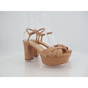 Schutz Nubuck Keefa Platform Sandals Chunky Heel Size 11B Tan Beige Ankle Strap